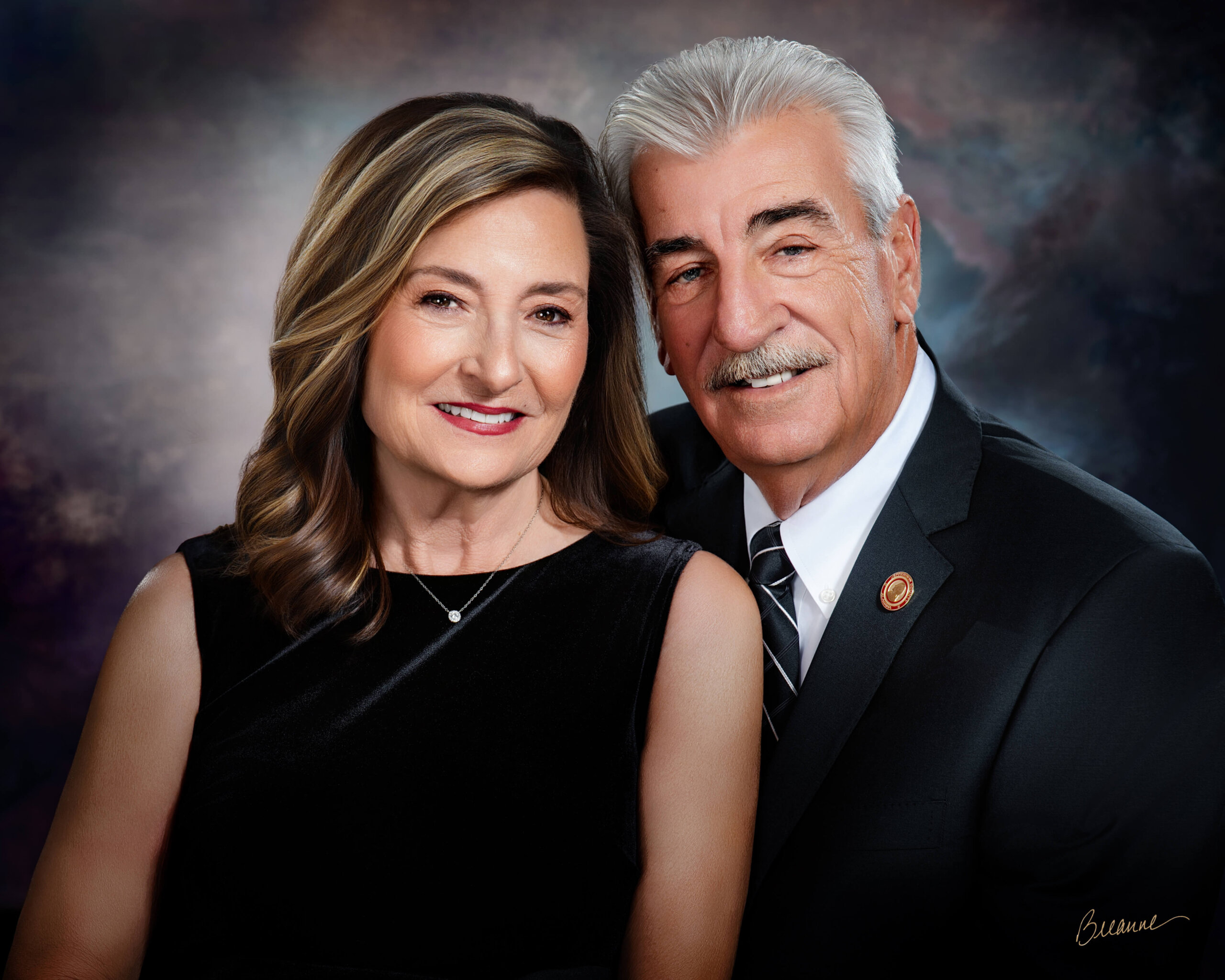 Fine art legacy portrait of Jefferson County Commissioner Joe Knight and wife Caryl Knight, photographed at Breanne Fine Portraiture in Trussville, Alabama.