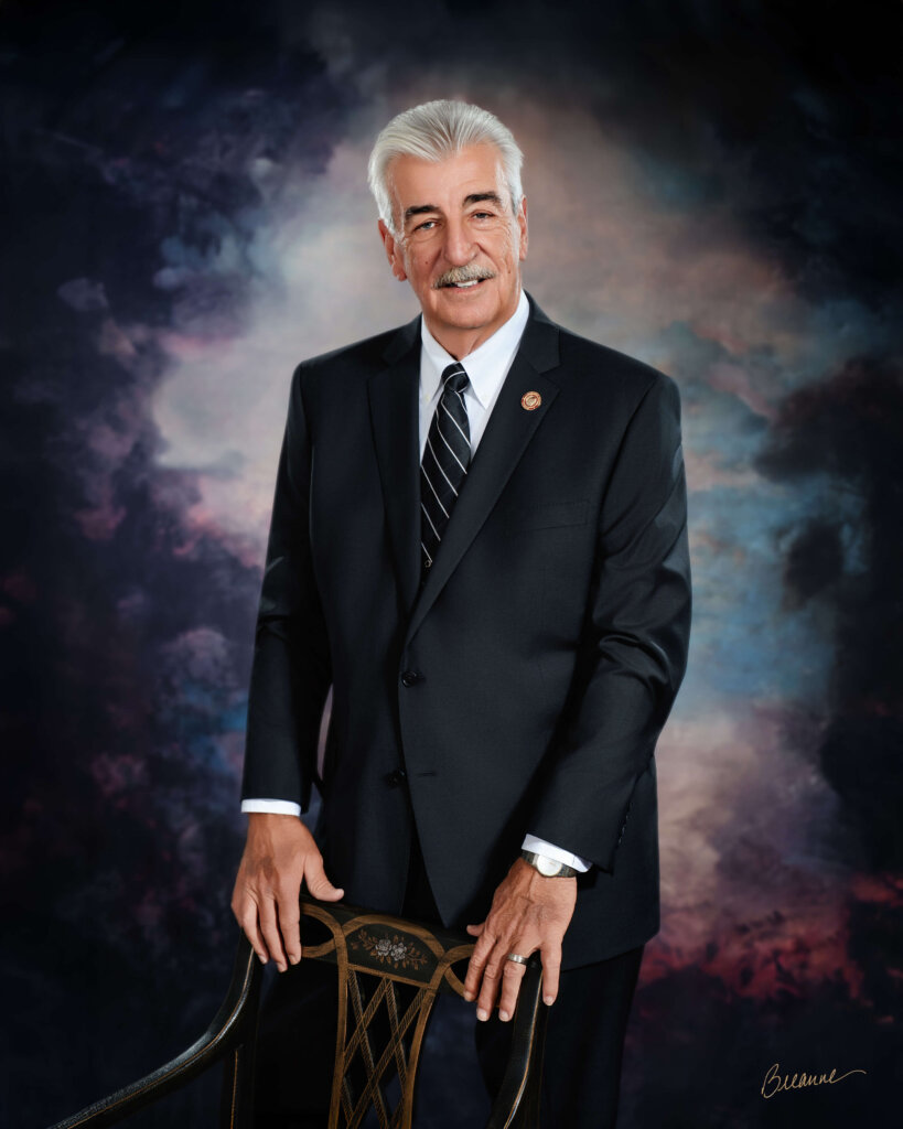 Commissioner Joe Knight standing in formal portrait session, photographed in Trussville studio near Birmingham Alabama.